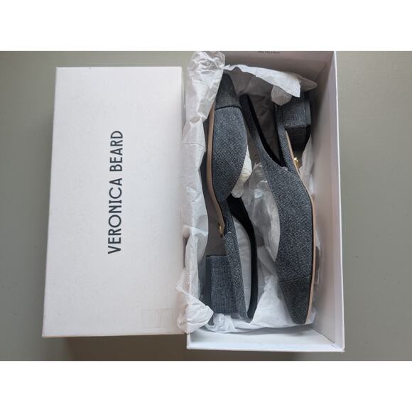 NIB Veronica Beard Cecile Denim Cap-Toe Slingback Sz US 9M Indigo/Black - Picture 13 of 13